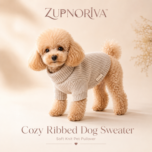 ZUPNORIVA™ Cozy Ribbed Dog Sweater – Soft Knit Pet Pullover, Warm Puppy Clothes, Small & Medium Dog Winter Apparel