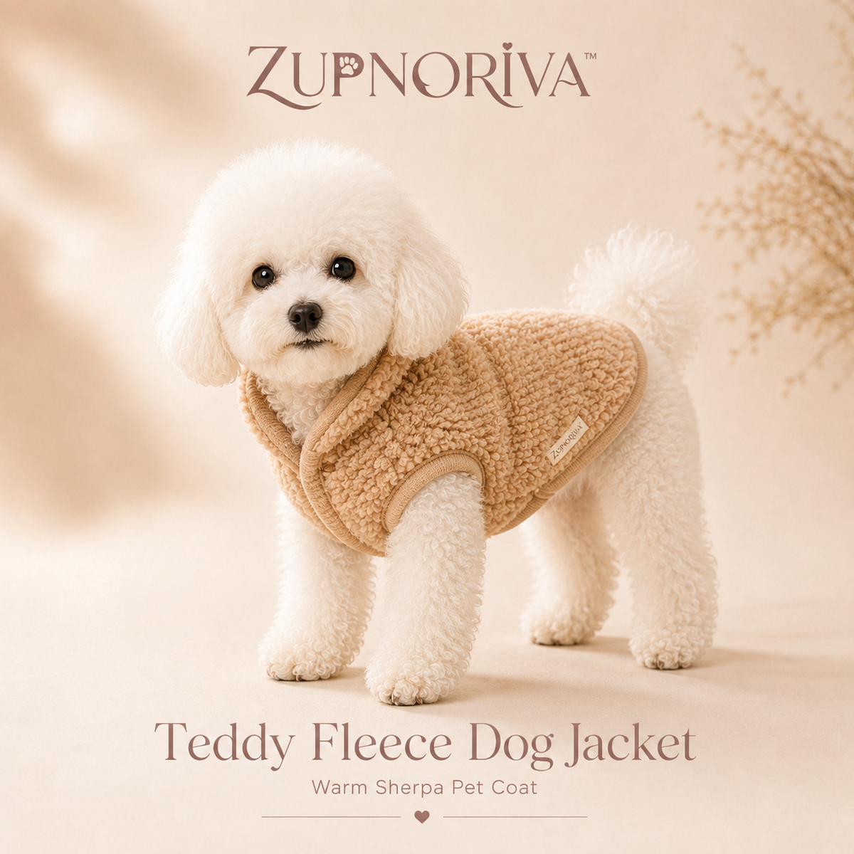 ZUPNORIVA™ Teddy Fleece Dog Jacket – Warm Sherpa Pet Coat, Cozy Puppy Outerwear, Winter Dog Clothes