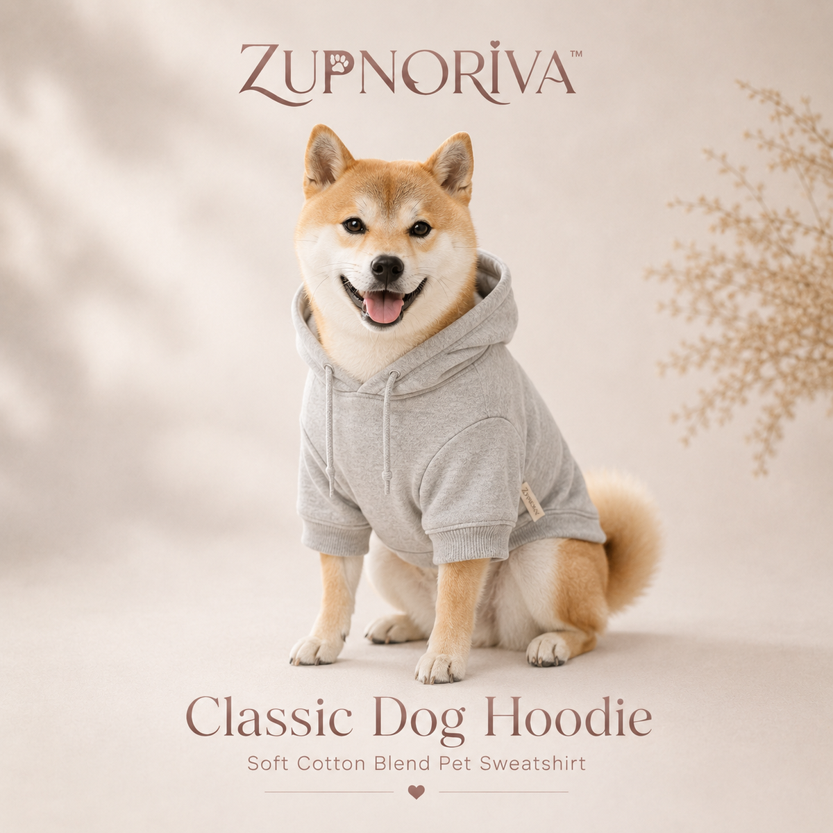 ZUPNORIVA™ Classic Dog Hoodie – Soft Cotton Blend Pet Sweatshirt, Casual Puppy Clothes, Everyday Dog Pullover