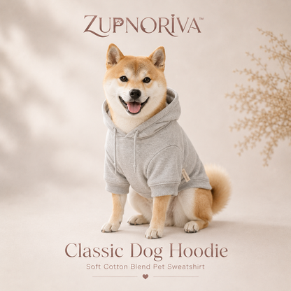 ZUPNORIVA™ Classic Dog Hoodie – Soft Cotton Blend Pet Sweatshirt, Casual Puppy Clothes, Everyday Dog Pullover