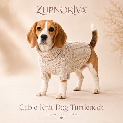 ZUPNORIVA™ Cable Knit Dog Turtleneck – Premium Pet Sweater, Warm Puppy Pullover, Luxury Winter Dog Clothing