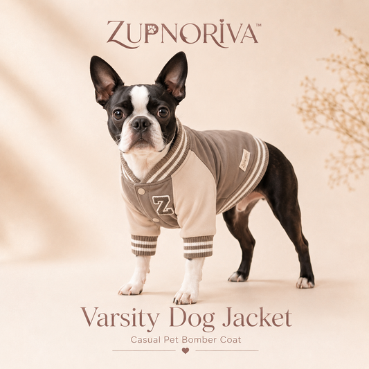 ZUPNORIVA™ Varsity Dog Jacket – Casual Pet Bomber Coat, Sporty Puppy Clothes, Streetwear Dog Apparel